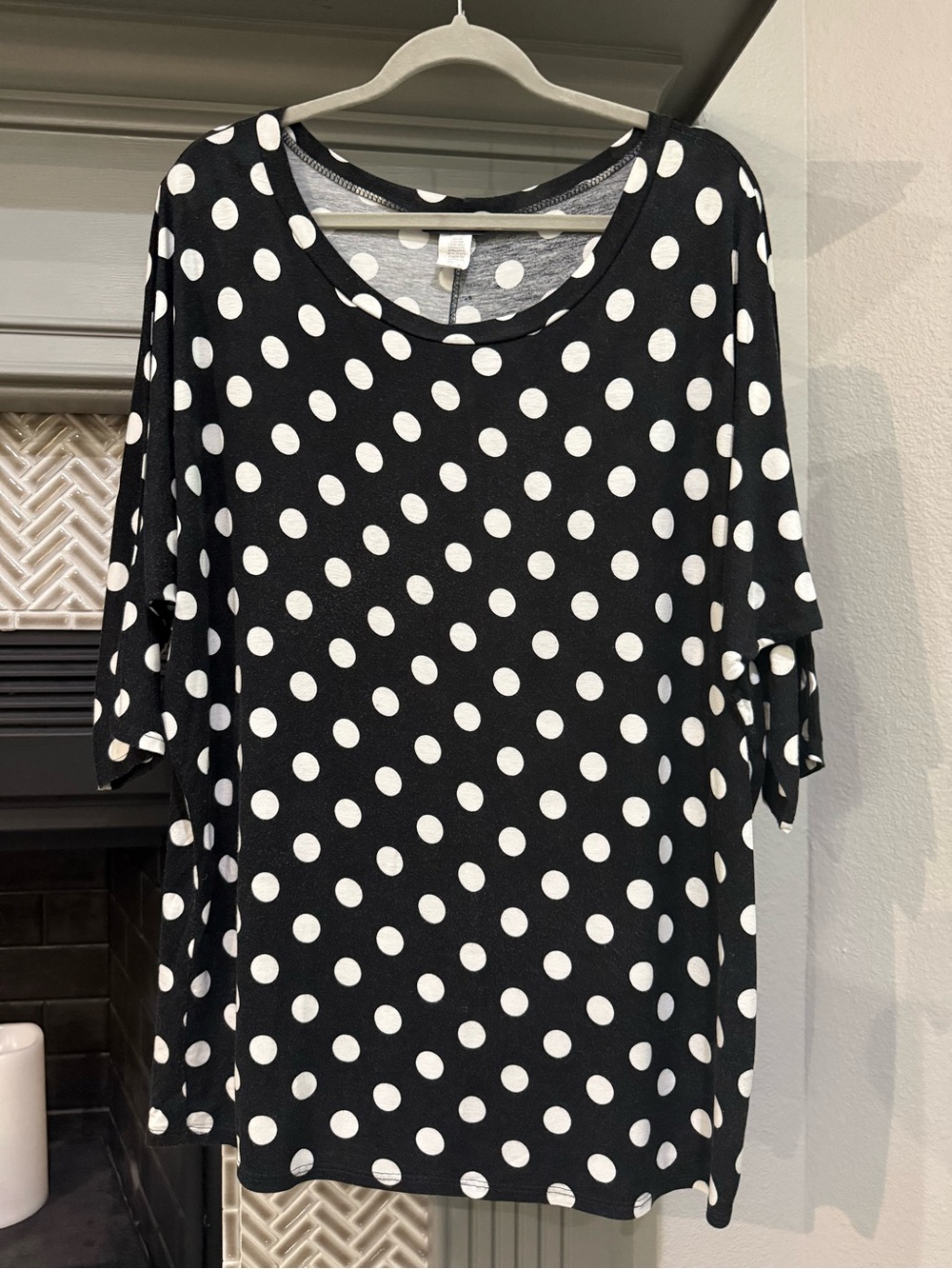 MOA USA Black and White Polka Dot Tunic Top